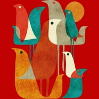Them Birds Mens Piros Grafikus Póló-Az Emberek Tervezése M