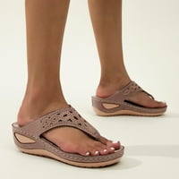 Flip Flops szandál női ív támogatás puha talp séta nyári ék szandál bőr masszázs alsó Platform cipő barna Size6. 5