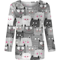 nsendm Nyári Női legénység nyak aranyos macska nyomtatott Fit pólók felső alkalmi puha kényelmes tunika ingek póló