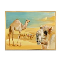 Designart 'Camels in Wild Sivatert II' parasztház keretes vászon fali művészet nyomtatás