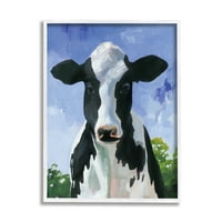 Stupell Industries Farmland Cow Cattle Country Festés Kék ég Keretes Wall Art, 14, Caverly Smith tervezése