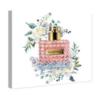 Wynwood Studio Fashion and Glam Wall Art Canvas nyomatok „Doll emlékei - Valentina parfüm” parfümök - rózsaszín, fehér