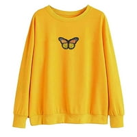 Női Pólók Pillangó Hosszú Ujjú Zseb Oneck Tunika Blúz Őszi Egyszínű Pólók