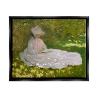 Stupell Industries tavaszi klasszikus Claude Monet festmény női portré festés koromfekete úszó keretes vászon nyomtatás