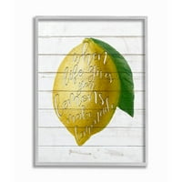 A Stupell Industries citromos limonok fából texturált inspiráló szótervezés grafikus művészet szürke keretes művészet