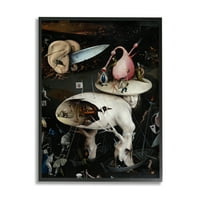 Stupell Industries Garden of Earthly Delights Jobb panel részletek Hieronymus Bosch festmény Festés fekete keretes