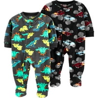 Carter gyermeke gyermekem kisgyermek fiú lábú mikrofleece takaró alvó pizsamák, 2 csomag