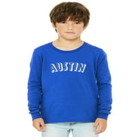 Daxton Ifjúsági Hosszú Ujjú Austin Basic Póló-Királyi Fehér, Nagy