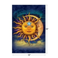 Laminált Nap Hold csillag asztrológia Vincent Hie spirituális poszter száraz törlés jel 16x24