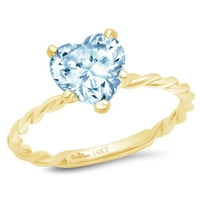 2.0 ct szív vágott kék szimulált gyémánt 14K sárga arany évforduló eljegyzési gyűrű mérete 5