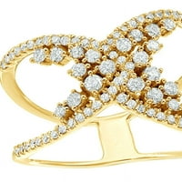 Fehér természetes gyémánt Crossover nyitott gyűrű 10k sárga aranyban