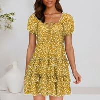 Luiyenes Sundress nyári ujjú Dekoltázs ruha Mini Rakott nyomtatás Női Ruha Női ruha