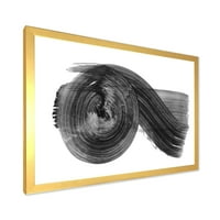 ART Designart fekete absztrakt hullámok IV Modern keretes Művészeti nyomtatás. Szélesre. Magas-Fehér