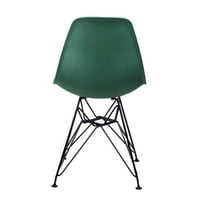 Design csoport sötétzöld étkező konyhai székek fekete lábakkal, 2 -es készlet
