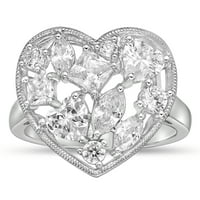 Sterling ezüst szív szimulált gyémánt vegyes formák szóródnak a felső gyűrű