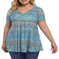 Grianlook Női póló plusz méretű felsők rövid ujjú nyári pólók Beach blúz bő póló kék szürke XL