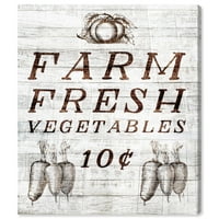 A Runway Avenue ételek és a konyha fali művészete vászon nyomatok a „Farm Fresh Zöldség” zöldségek - barna, fehér