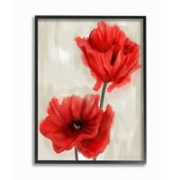 Stupell Industries Soft szirompapírok piros bézs virágfestmény keretes fali művészet, Daphne Polselli, 16 20