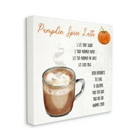 Stupell Industries Pumpkin Spice Latte Farmhouse kávé recept vászon, Wall Art, 24, Design: Daphne Polselli