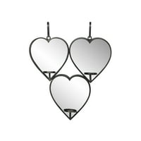 Decmode szív alakú Fém falikar tükör Gyertyatartók bőrpántokkal, 20,525,5