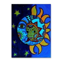 Védjegy Szépművészet 'La Luna El Sol Estrellado' vászonművészet, a Prisarts
