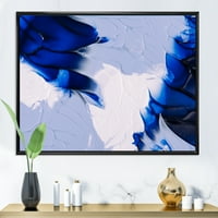 Absztrakt fehér és kék szürke hullámok keretes festmény vászon művészeti nyomtatás