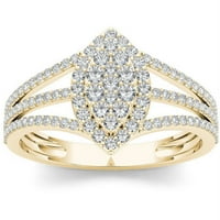 Carat T.W. Gyémánt split szárú marquise alakú klaszter halo 10 kt sárga arany eljegyzési gyűrű