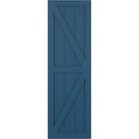 Ekena Millwork 15 W 46 H True Fit PVC Két egyenlő panel parasztház rögzített redőnyök w z-bar, tartózkodási kék