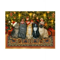 Ruth Sanderson 'Macskák Karácsonyi Kalapokban' Vászon Művészet