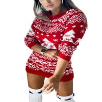 Karácsonyi nyomtatott ruha nőknek Xmas Party Ruha Alkalmi Kerek nyakú pulóver tunika ruhák Női Juniors Lányok Fesztivál