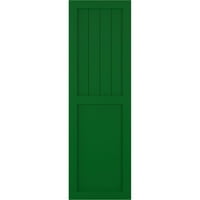 18 W 55 H True Fit PVC parasztház sík panel kombinált rögzített redőnyök, viridian zöld
