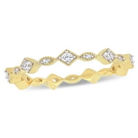 Carat T.G.W. Készített fehér zafír 10KT sárga arany marquise és négyzet alakú egymásra rakható gyűrű