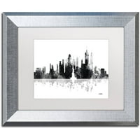 Védjegy Képzőművészet New York New York Skyline BG-1 vászon művészete: Marlene Watson, White Matte, ezüst keret