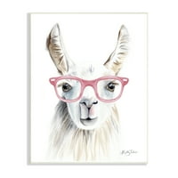 Stupell Industries láma rózsaszín szemüveg viselése alkalmi állati portré festés, keret nélküli művészeti nyomtatási
