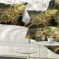 Designart sötétzöld és arany fraktál virág - virágos párna - 12x20