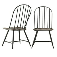 Weston Home Jameson kéttónusú Windsor székek, 4-es készlet, fekete és tölgy