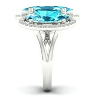 Imperial drágakő 10K fehér arany ovális vágás svájci kék topaz ct tw gyémánt három kő halo női gyűrű