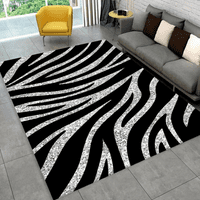 Fekete-Fehér Zebra Terület Szőnyegek, Modern Absztrakt Művészet Szőnyeg, Szabálytalan Csíkos Szőnyeg, Zebra Nyomtatás