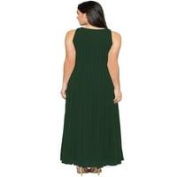 eloria Női Georgette Roundneck alkalmi nyári rakott egy sor ujjatlan hosszú ruha, Szín: üveg zöld
