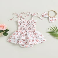 Eyicmarn csecsemő baba lányok Romper ruha virágmintás nyakkendő csomó hevederek Ujjatlan Parittya Jumpsuits nyári Bodysuits