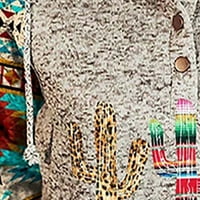 Őszi Pulóver Női Vintage grafikus ing alkalmi hosszú ujjú pulóver Hosszú ujjú Kapucnis nyomtatási felsők pulóver Szürke