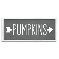 Stupell Industries Pumpkins Rusztikus szezonális őszi nyíl mutató jel Grafikus művészet fehér keretes művészet nyomtatott