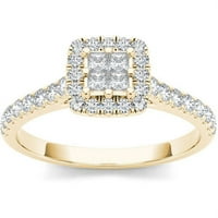 Carat T.W. Gyémánt 10t sárga arany egy halo eljegyzési gyűrű