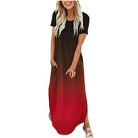 cllios női nyári ruha nyomtatás Sundress Rövid ujjú egy vonal ruha Legénység nyak Elegáns ruha tengerparti nyaraláshoz