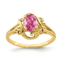 Primal Gold Karat sárga arany 7x ovális rózsaszín turmalin gyűrű