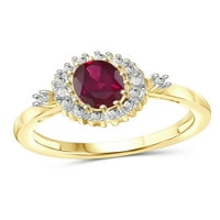 JewelersClub Ruby Ring Birthstone ékszerek - 2. Karát Ruby 14K aranyozott ezüst gyűrűs ékszerek fehér gyémánt akcentussal
