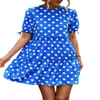 Glonme Női póló ruha póló Sundress hinta rövid Mini ruhák nyári alkalmi egyszerű tunika Kék S