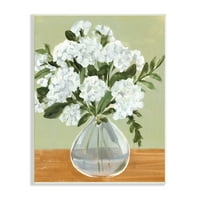 Stupell Industries fehér Hortenzia virág csokor váza csendélet festmény keret nélküli Művészeti nyomtatás Wall Art,