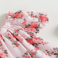 Meihuida gyerekek lányok ruhák ruhák virágos nyomtatás Elasztikus gallér rövid Puff ujjú felsők és íj Elasztikus derék