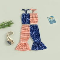 Sprifallbaby Függetlenség Napja gyerekek lányok ruhák nyári Stars Stripes kötés Camisole és rugalmas lángolt nadrág